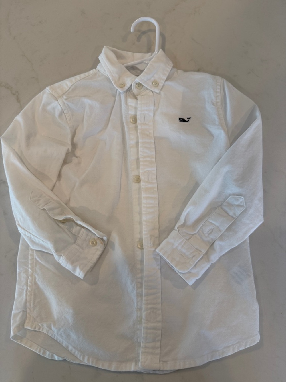 Vineyard Vines White Button-Down Shirt with Navy Whale